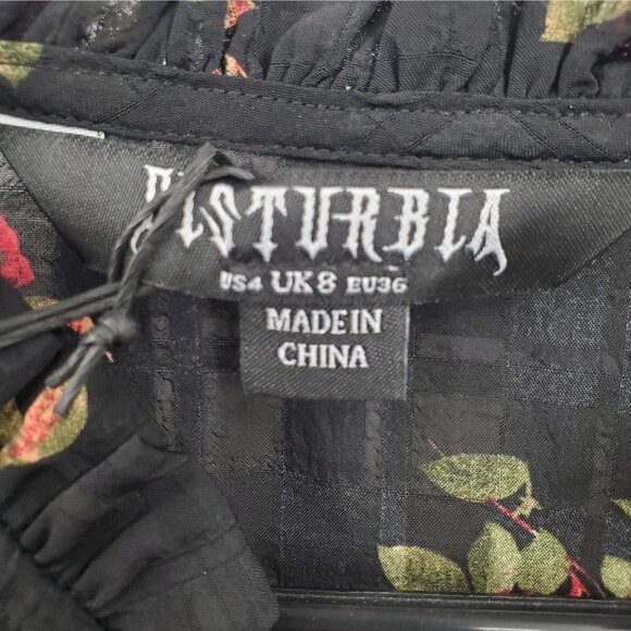 Disturbia Darcey Floral Print Chiffon Tie Front Blouse Top Women Size US 4 NWT - Picture 6 of 16